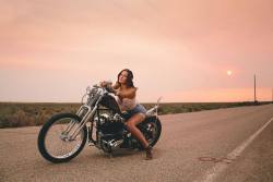 bikerkim62:  Biker Babes on Shovelhead wroom