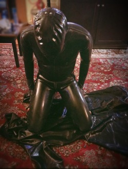 seabondagesadist:  tumblgear:  Another fun scene with @seabondagesadist. Trapped inside his insanely thick catsuit, then wrapped up in the gimp suit. He’s lucky I’m not TOO mean since his arms didn’t last long bent up in the thick rubber.  I seem