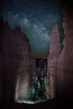 speeding54:  Jason Hatfield  Bryce Canyon National Park, Utah - A Lone Hiker Viewed the Path Before Him as the Milky Way Rose in the Night Sky. 