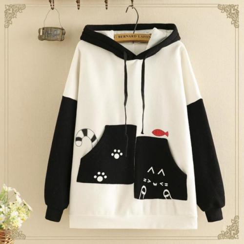 Cat Fish Color Block Brushed Hoodie starts at $33.90 ✨✨✨ How about this one? Do you like it? ❤️