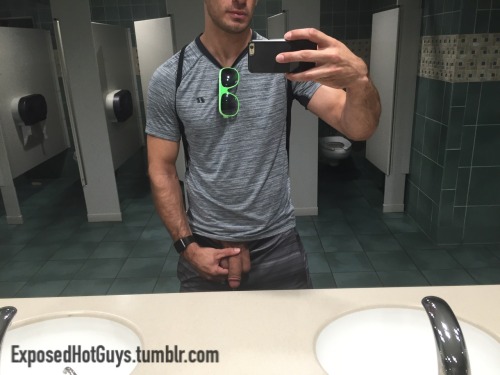 exposedhotguys:  Flashing in a public restroom. adult photos