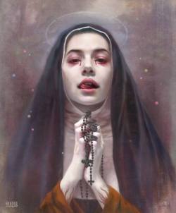 worldofdarkness-eyecandy:  Artwork by:  Tom Bagshaw 