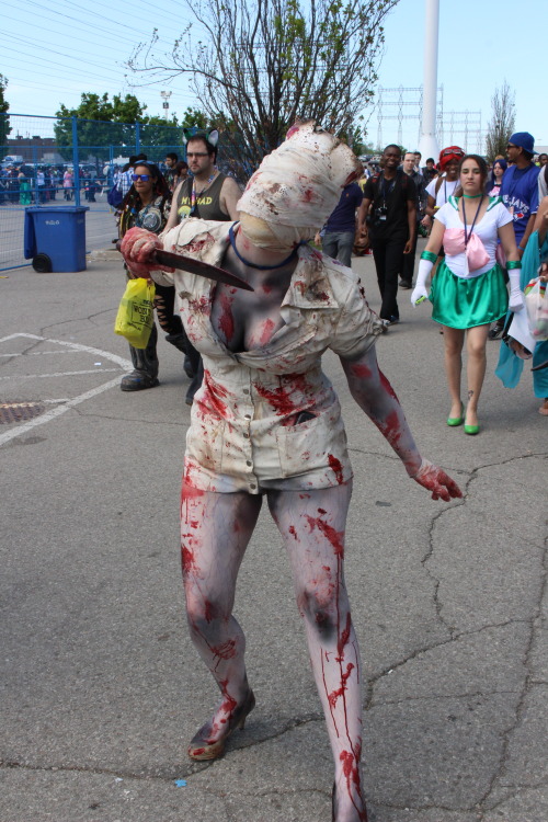 itszombiebear:  deadman329:  I love seeing Silent Hill cosplays every year! Very awesome job on both :D   can we get some male nurses one year just to complete the female pyramid head?