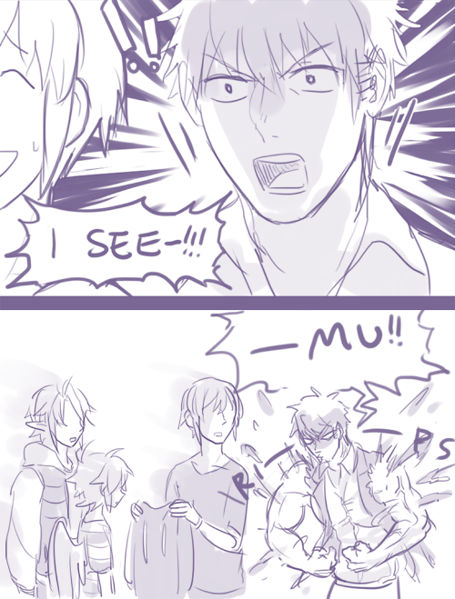 aaamph:  (imagine the mu sound as in when ike does smash attacks) i finally drew this /sweats, i didnt really get the chance to earlier but it was supposed to be the continuing thought of this..!! …by the way, their initial conversation probably went
