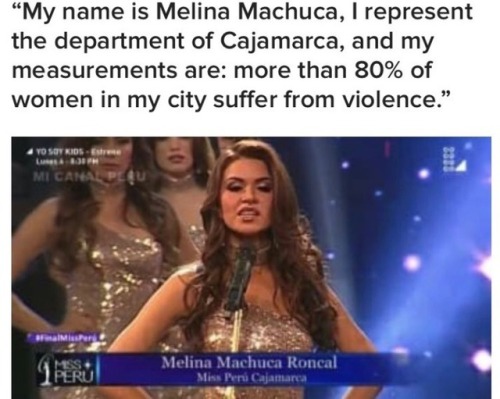 geodude:weavemama:SHOUTOUT TO THE MISS PERU 2018 CONTESTANTS FOR GIVING STATS ABOUT WOMEN’S ISSUES I