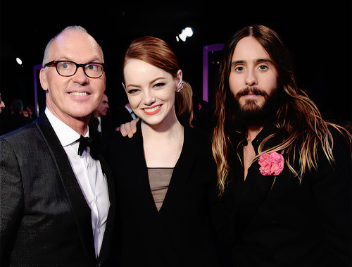 Michael Keaton, Emma Stone and Jared Leto at the 21st Annual SAG Awards