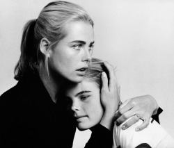 patrickhumphreys:Margaux and Mariel Hemingway on the set of Lipstick, photographed by Francesco Scavullo, 1975.