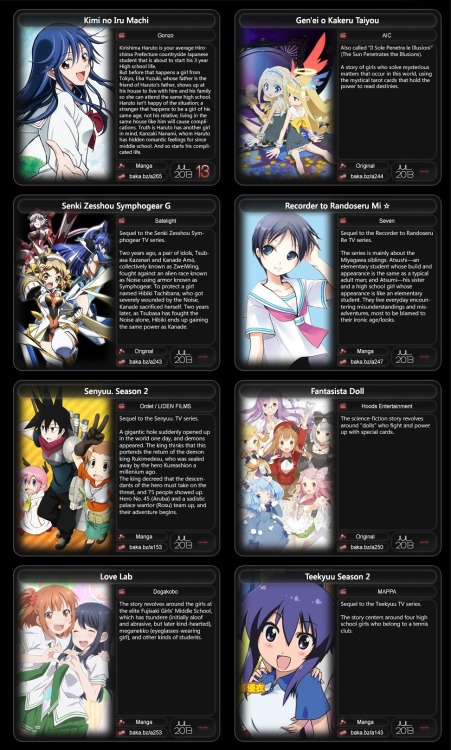 sirnucleose:   Summer Anime 2013 (x)Open the image in a new tab and you’ll be able to read the descriptions  