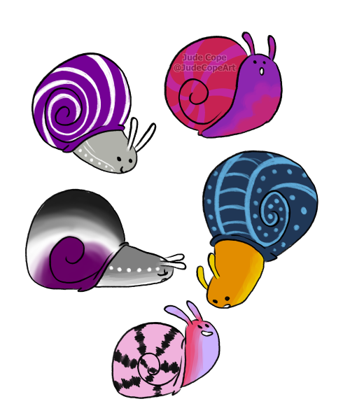 aro-ace-artemis: Acespec and Arospec pride snails and slugs ! Inspired by an ask I saw @aspecpplareb