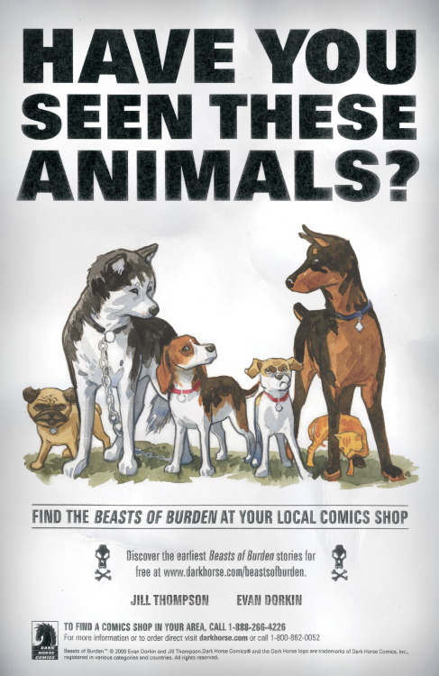 theartofthecover:Beasts of Burden promotional teaser poster (2009) Art by: Jill Thompson