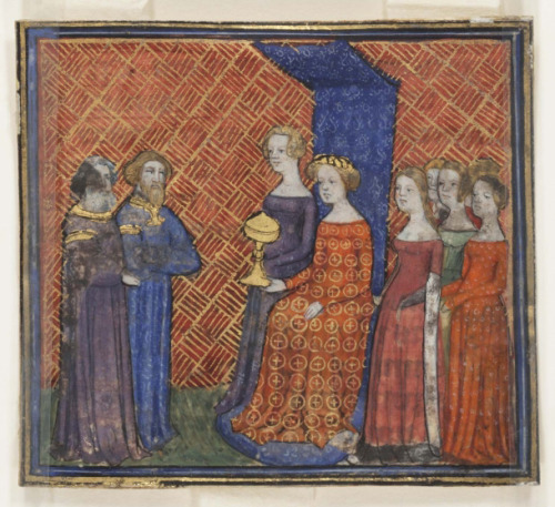 King Solomon Receiving the Queen of Sheba (from the Bible historiale by Guiart des Moulins),illustra