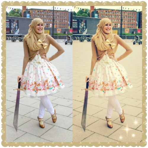sugarnoor: Dressed in gold for the #rainbow #lolita meet and casually posing with my loli-sword XD #