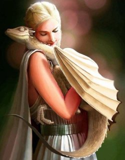 winterfellharington:“The cream &amp; gold I call Viserion. Viserys was cruel, weak and frightened, yet he was my brother still.His dragon will do what he could not”