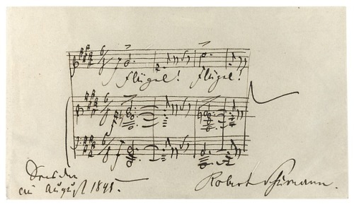 barcarole:Schumann’s autograph quotation from the song Flügel! Flügel! Um zu fliegen (from his Zwölf