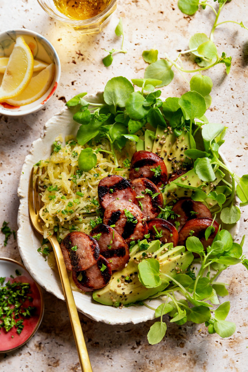 Spaghetti Squash Bowl with Smoked Sausage