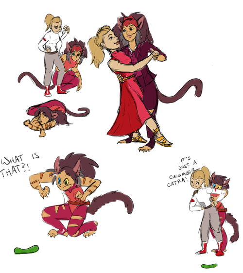 foldingfittedsheets:Some She Ra doodles! I bet Catra is terrified of cucumbers.