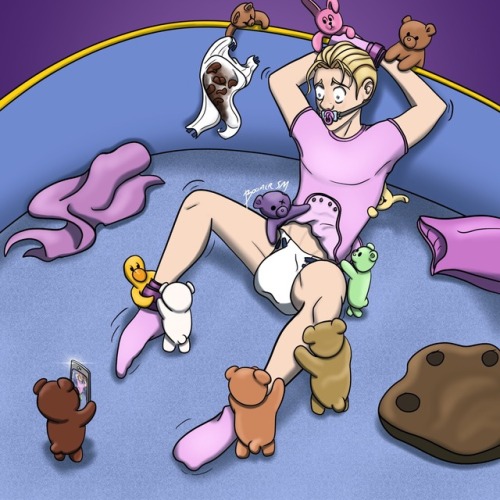 boomersm: Today’s the day the teddy bears have their diapey boy…  A very fun commission for a very stinky friend of mine… 