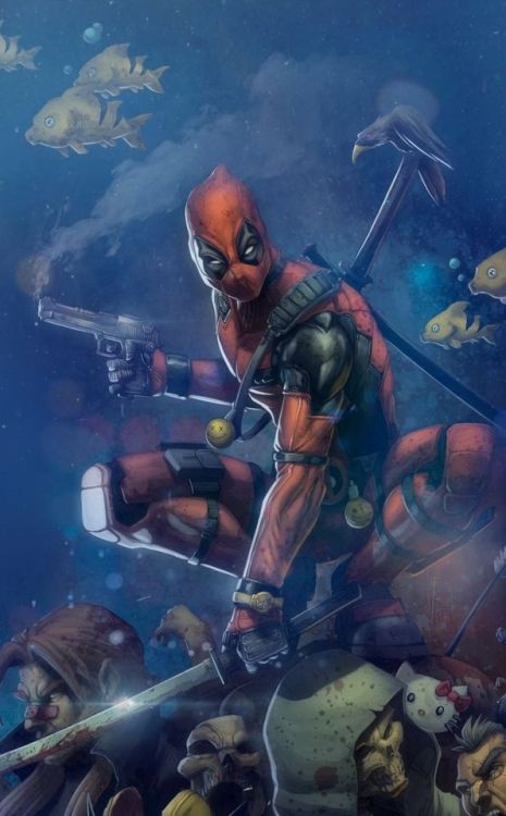 Marvel, superhero, gun and swords, Deadpool Wallpaper @wallpapersmug : bit.ly/2EBfd6v - http: