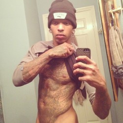 idgafwhawha:  Work of Art….  let me trace da tattoos on your body with my tongue, nigga.