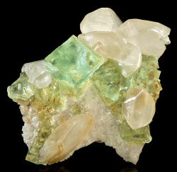 ggeology:  Fluorite with Calcite on Dolomite