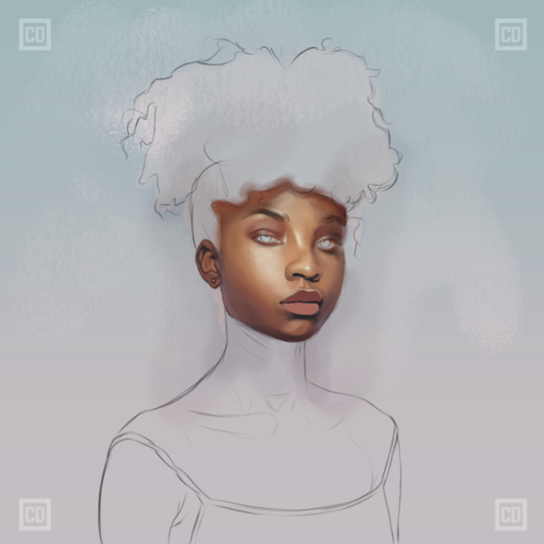 controlled-khaos: I love the sketch of this just as much as the finish painting. Natural hair always