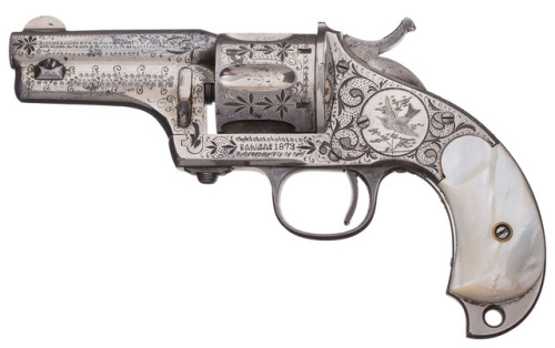 Merwin & Hulbert Co. Pocket Army single action revolver with carved pearl grips, circa late 1870