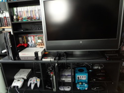 muchneededmerch:  lumpyspacepotato:  inthenervouslightofsunday:  hyrulehero:  brblosinggame:  animeinagalaxyfaraway:  Done some tweaking of my gaming setup and finally fairly satisfied with how it looks and functions.  porn  I have seen the promised land…