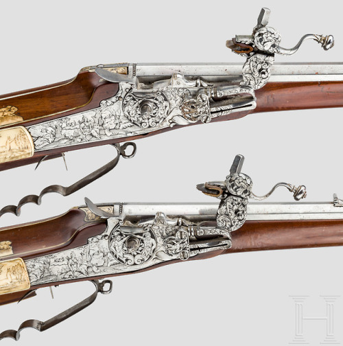 A pair of bone mounted wheel-lock rifles, Southern Germany, circa 1680.from Hermann Historica