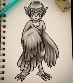 red-flare-art: Day 2 of inktober &amp; the monster girl prompt was “harpy.”