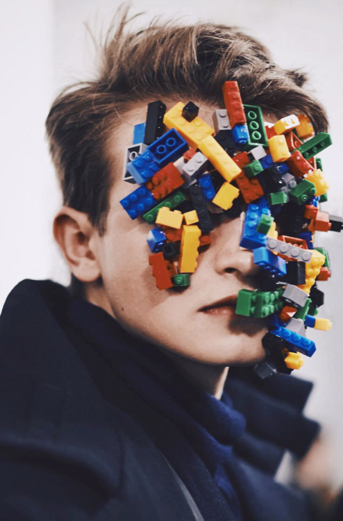 Handmade LEGO masks by isamaya ffrench for agi &amp; sam AW15.More lego here.