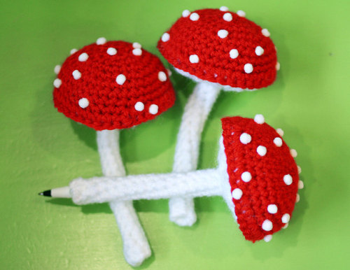 sosuperawesome: Mushroom Toadstool Pen Cozy by Twinkie Chan on Etsy