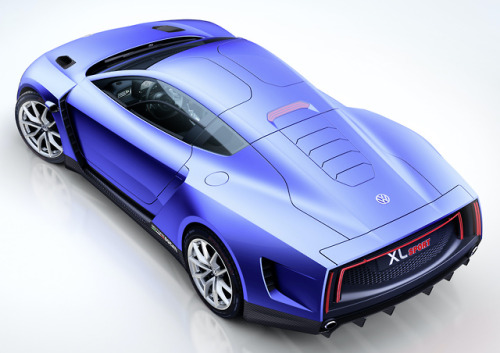 carsthatnevermadeitetc:  Volkswagen XL Sport Concept, 2014. A super-efficient concept sports car powered by a 200PS V2 engine from a Ducati Superleggera, the world’s most powerful two-cylinder engine. The advanced aerodynamics of the XL Sport meant