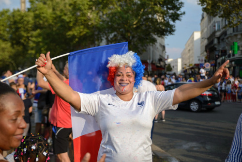 Place Daumesnil, Paris 12eme, 15 juillet 2018, victoire des Bleus en Russie