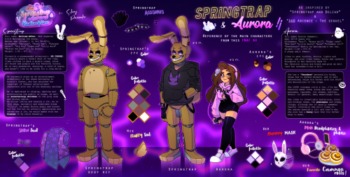 I Finally Post Here The Updated Reference Of The Main Characters Of My FNAF AU "Springtrap & Aurora Redemption"