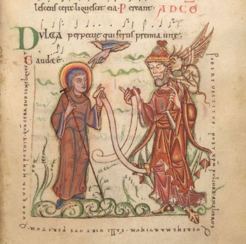 The Caligula Troper   MS Caligula A XIV, folio 29r St Martin and the devil