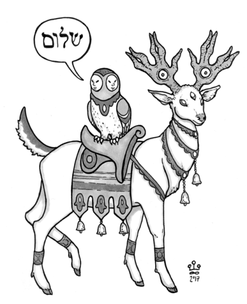 Some Jewish forest spirits I designed for a comic anthology pitch I’m working on with @prawnlegs! St