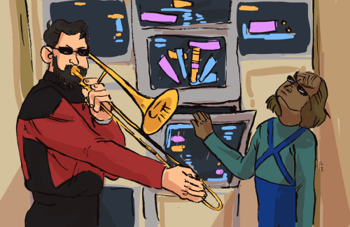 cornflakesdoesart: “When Worf isn’t home” Somewhere in season 7 (I think) Worf gri