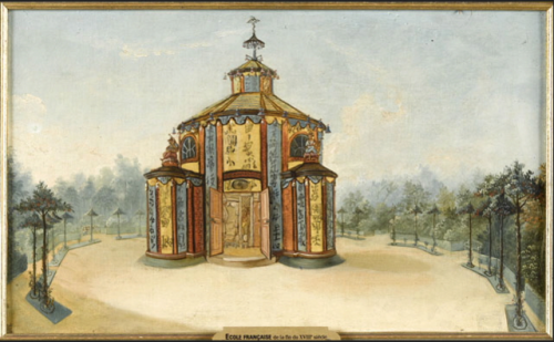 Vue du parc du château de Chantilly: le kiosqueAnonyme Peinture, 18th C.via: musée Condé