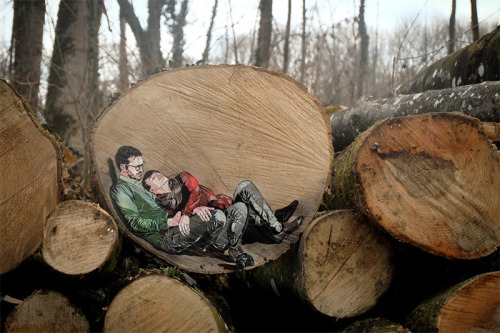 itscolossal:  Detailed Stencil Street Art by Jana & JS 