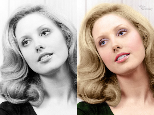 Morgan Fairchild - colorized - “before & after”… If you have an old photo you’d love to h