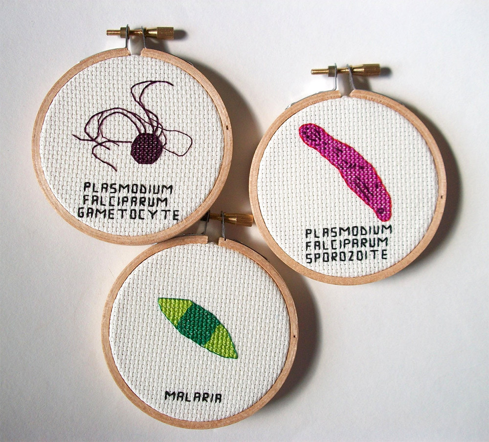 culturenlifestyle:  Adorable Cross-Stitched Illustrations of Microbes and Germs by