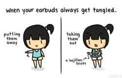 chibird:  Unless you have some retractable earbuds or an earbud organizer, those earbud cords seriously get tangled faster than a web of lies. Also, happy father’s day to all the wonderful dads!  