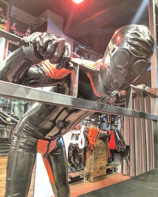 rubberforfun: When I told my slave that he will be locked like this all day 🔒 #rubber #latex #fetish #bdsm #bondage #playroom #redroom #rubberforfun #forfun 