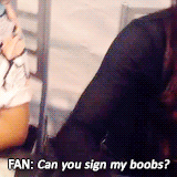 :my cousin got her boobs signed by jesy and she said “ooooh boobie time” i love jesy [x] - JESY NELS