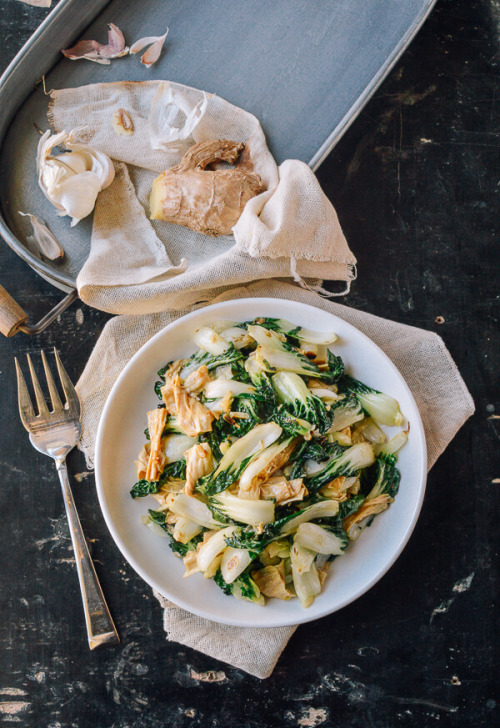 Stir fried bok choy with tofu skin