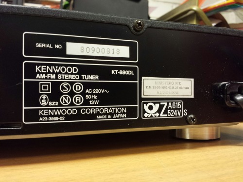 Kenwood KT-880DL Quartz Synthesizer AM-FM Stereo Tuner, 1987