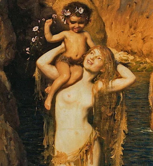 mermaidenmystic:The Capture: Where Land and Water Kiss by Herbert James Draper (English painter, 186