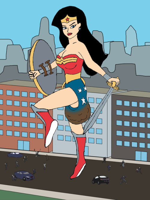 pantypoopinggiantess:Great Hera!  Wonder Woman is at it again, fighting to save the world from God k