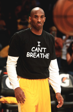 nbafanatic:  Kobe Bryant is the latest high-profiled athlete to don a “I Can’t Breathe&ldquo; t-shirt in pre-game. | 12/9/14  