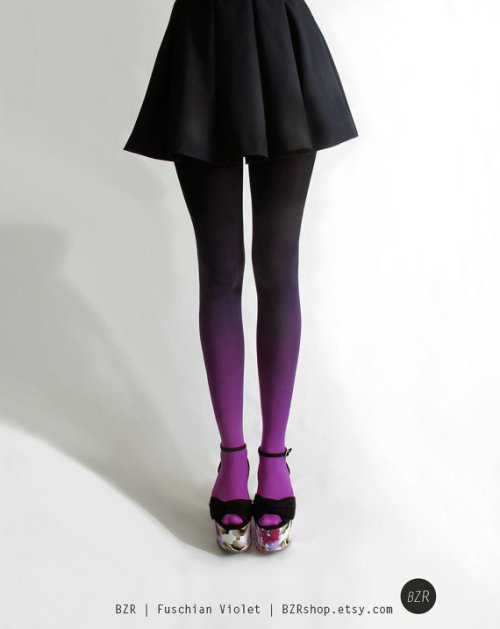 mymodernmetselects:Vibrant Hand-Dyed Ombre Tights by Tiffany JuWith fall just around the corner, fas